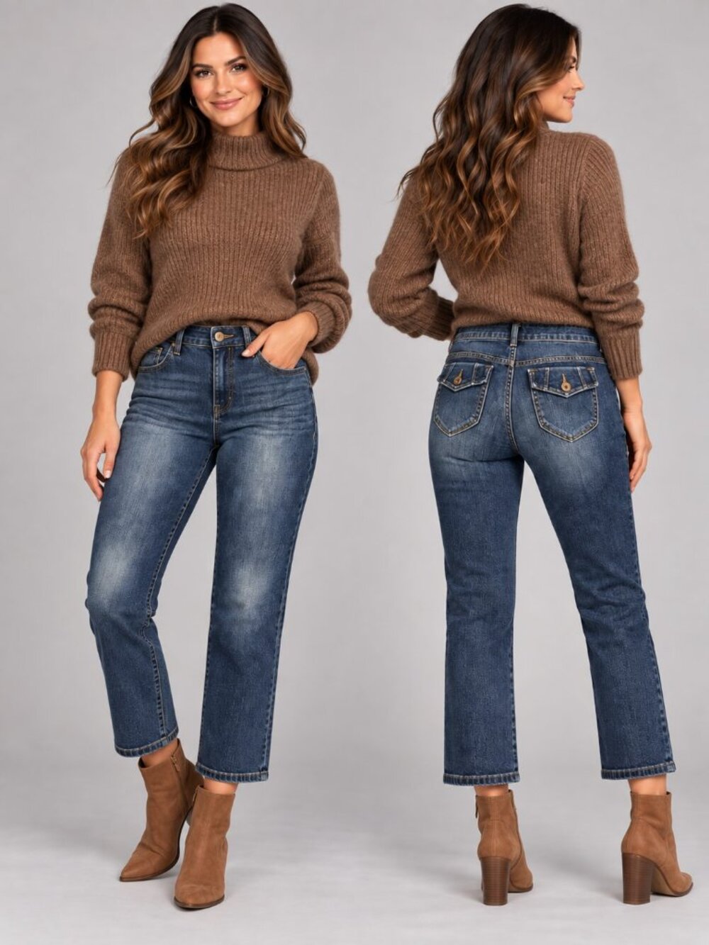Simply Vera Vera Wang Cropped Straight Leg Jeans Medium Wash Womens Size 6